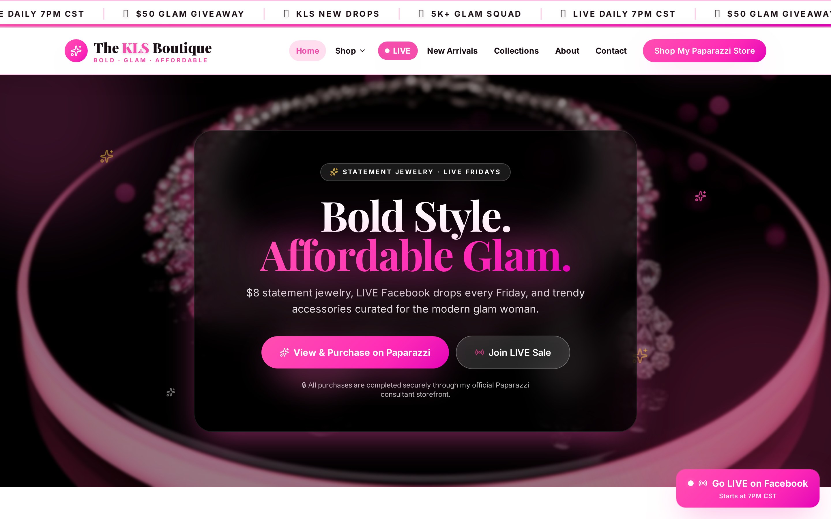 The KLS Boutique — live website at theklsboutique.com